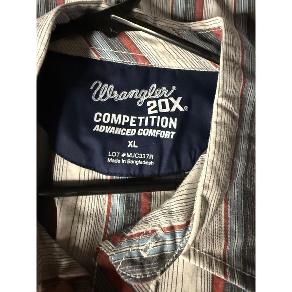 Wrangler 20X Competition White Pearl Snap Shirt Mens XL Striped Western - Picture 4 of 6